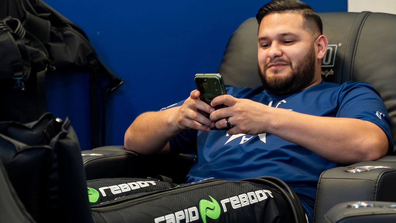 Guest relaxing in compression recovery boots